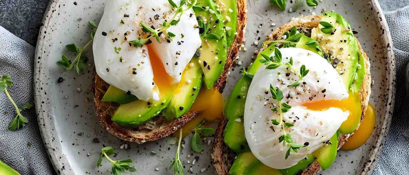 Avocado toasts with poached eggs