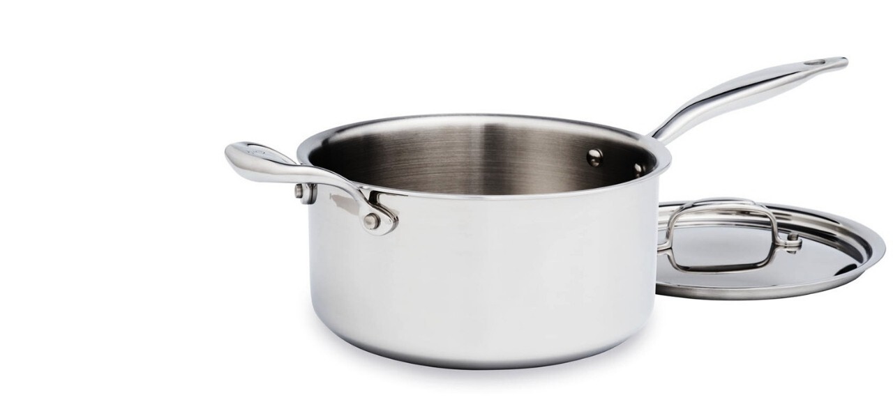 The Heritage Steel Titanium Series 4 Quart Saucepan with lid off
