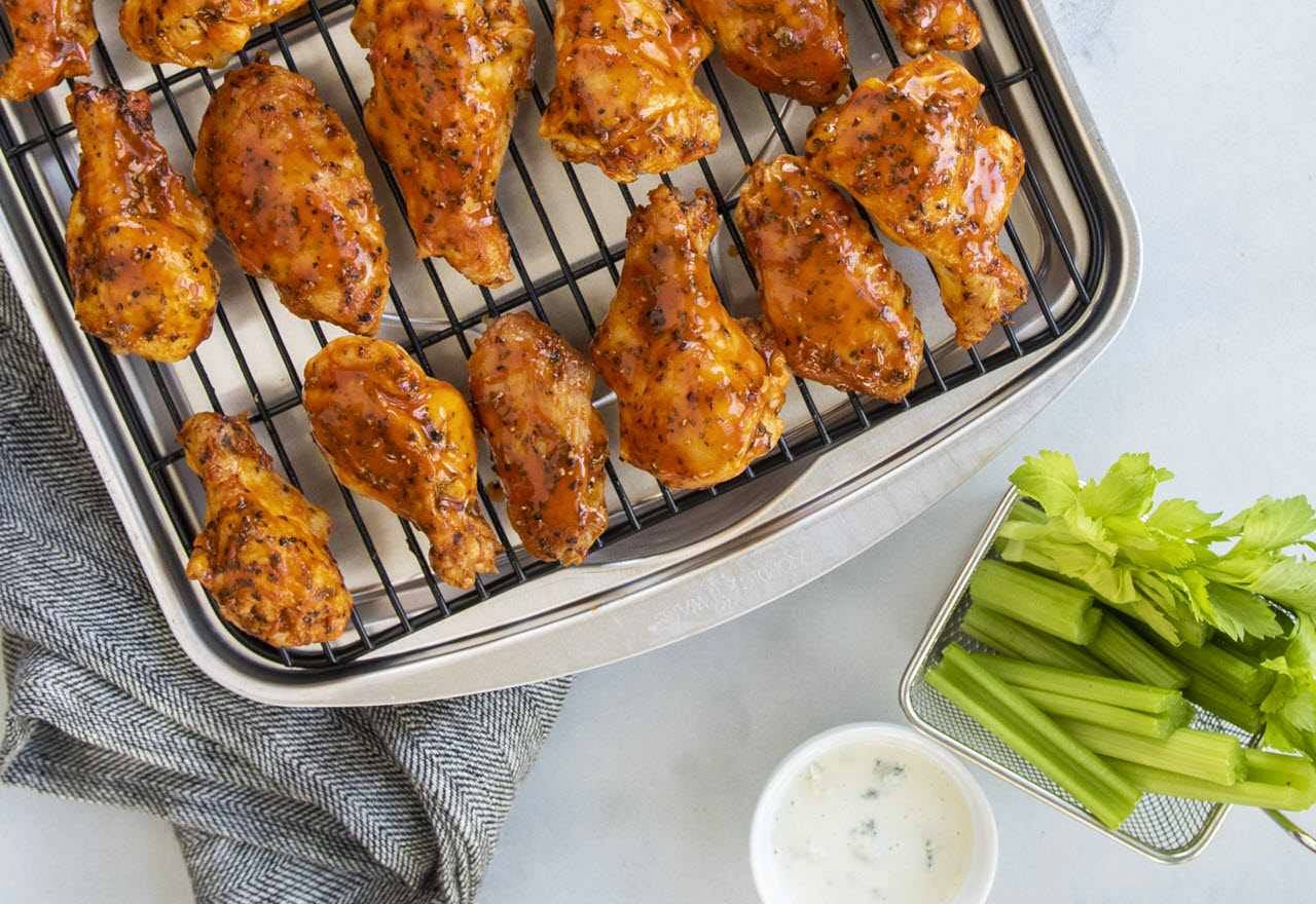 Chicken wings on the Nordic Ware Oven Crisp Baking Tray