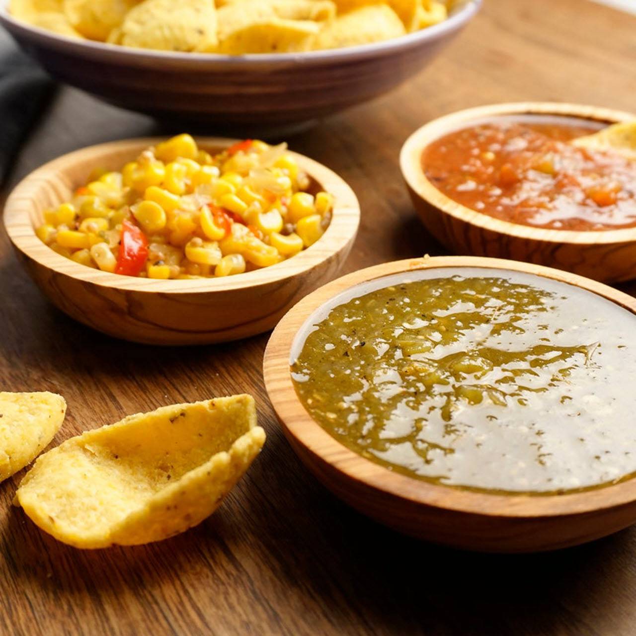 The RSVP International dipping bowls filled with condiments